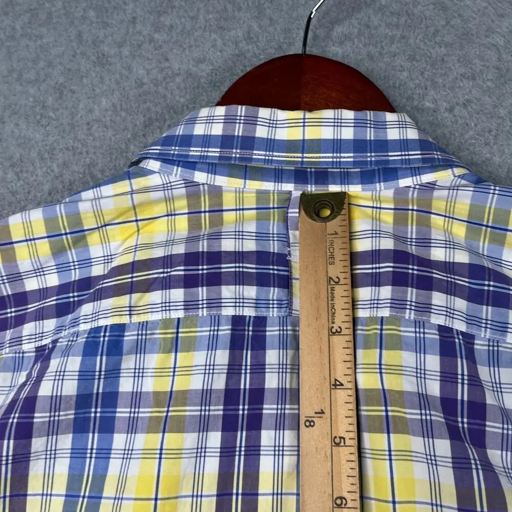 Banana Republic Shirt Slim Plaid Colorful Button Up Long Sleeve Mens XL *SEE